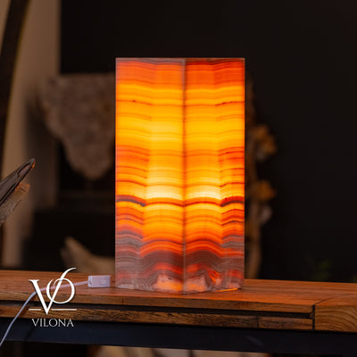 Miami Sunset Onyx Table Lamp – 20″ × 8″ Large Square #1