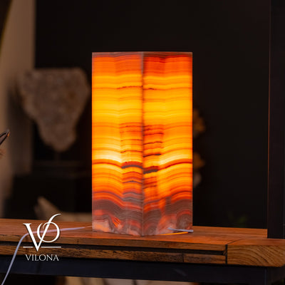 Miami Sunset Onyx Table Lamp – 20″ × 8″ Large Square #1