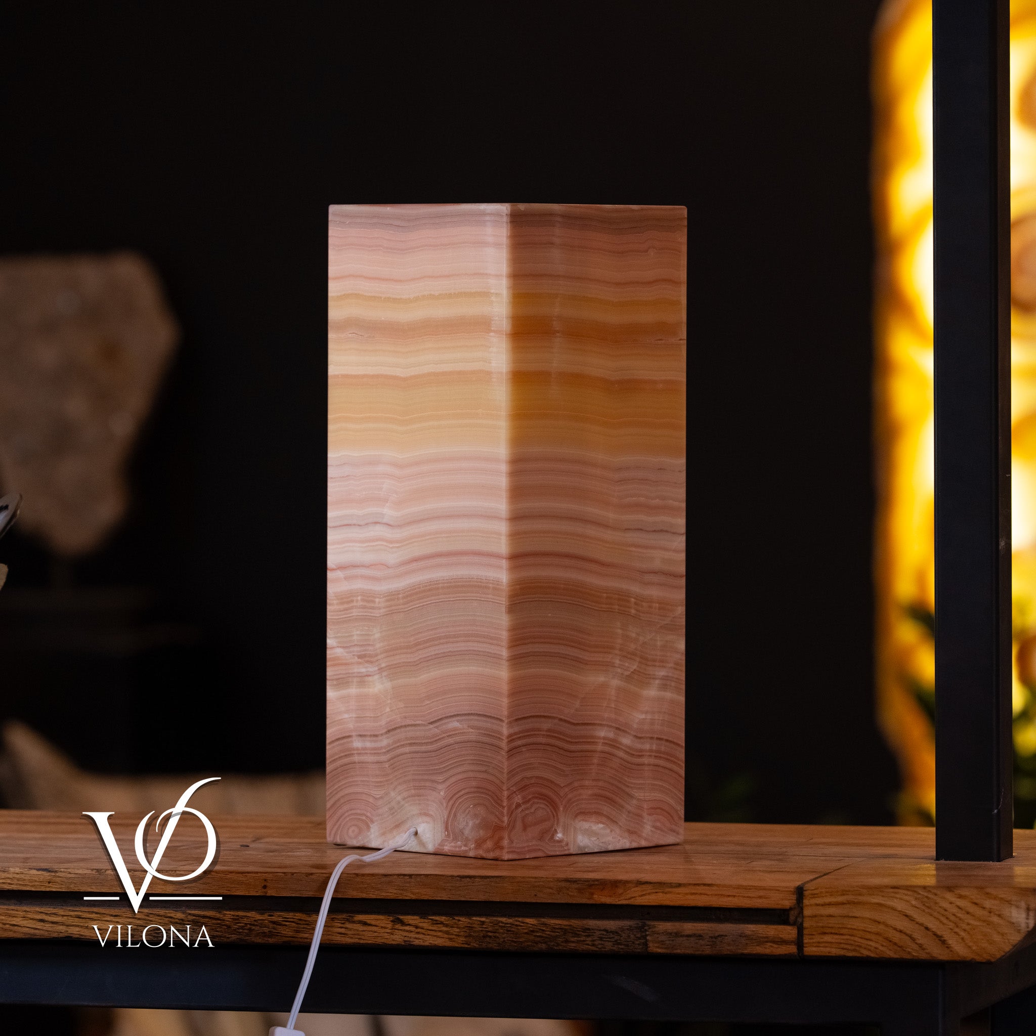 Miami Sunset Onyx Table Lamp – 20″ × 8″ Large Square #1