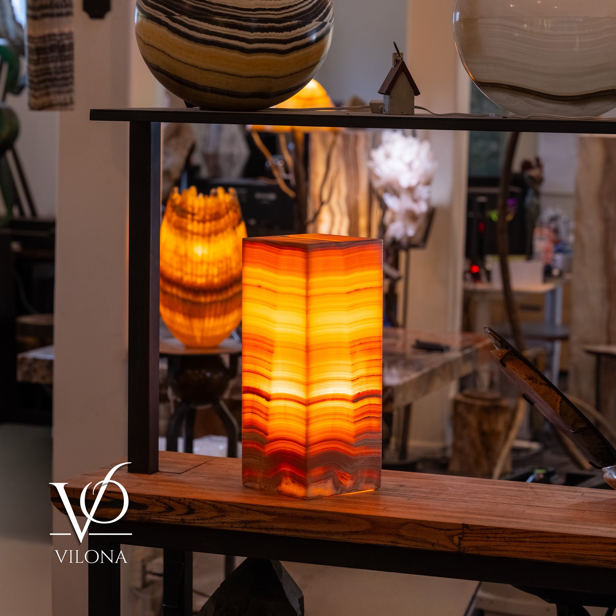 Miami Sunset Onyx Table Lamp – 20″ × 8″ Large Square #1