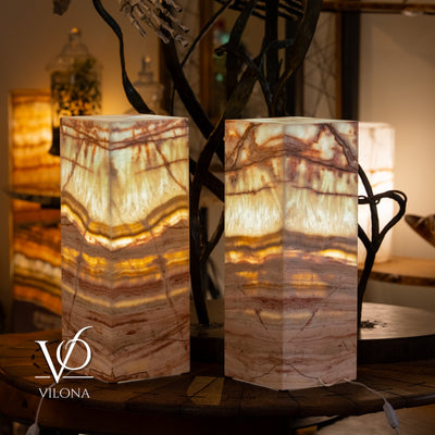 Divina Claire Onyx Table Lamp Pair – 22″ × 8″ Large Square #1 by Vilona Onyx - product image 5 for Resin Society