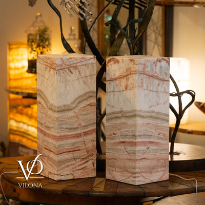 Divina Claire Onyx Table Lamp Pair – 22″ × 8″ Large Square #1 by Vilona Onyx - product image 2 for Resin Society