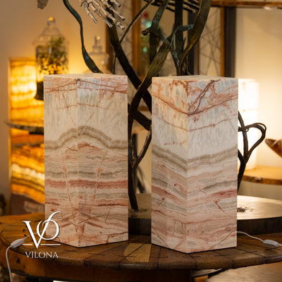 Divina Claire Onyx Table Lamp Pair – 22″ × 8″ Large Square #1 by Vilona Onyx - product image 10 for Resin Society