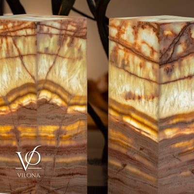 Divina Claire Onyx Table Lamp Pair – 22″ × 8″ Large Square #1 by Vilona Onyx - product image 12 for Resin Society
