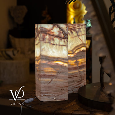 Divina Claire Onyx Table Lamp Pair – 22″ × 8″ Large Square #1 by Vilona Onyx - product image 7 for Resin Society