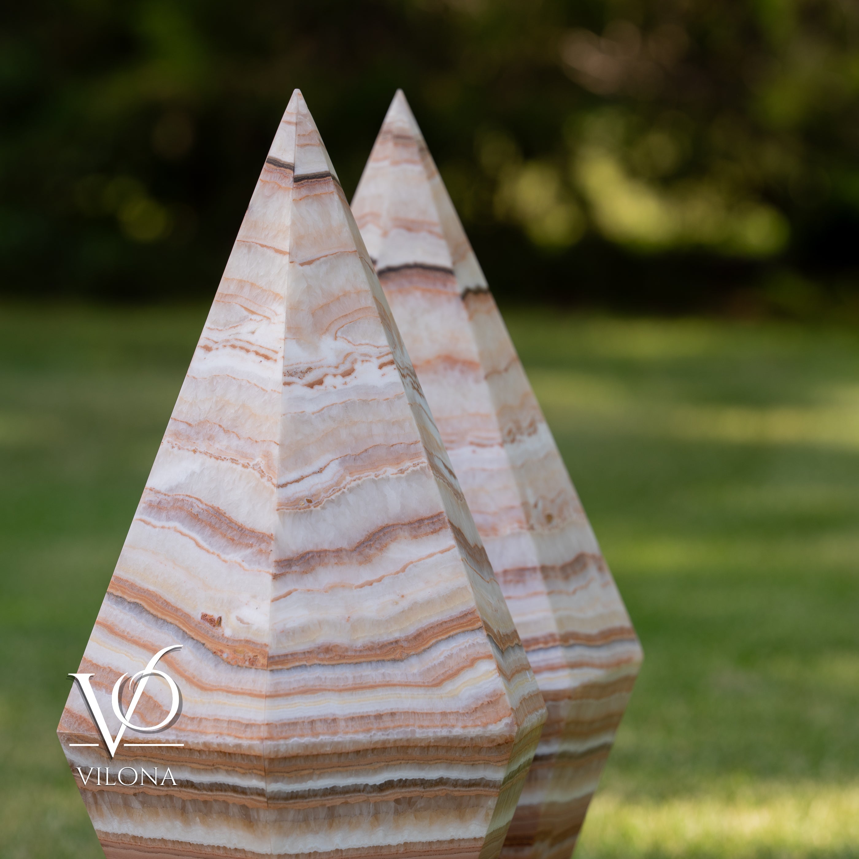 Sahara Onyx Bi-Pyramid Sculptural Lamp Pair – Natural Stone Lighting by Vilona Onyx - product image 5 for Resin Society