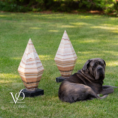 Sahara Onyx Bi-Pyramid Sculptural Lamp Pair – Natural Stone Lighting by Vilona Onyx - product image 8 for Resin Society