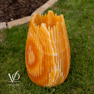 Miami Sunset Onyx Crown Lamps - Sculptural Natural Stone Pair by Vilona Onyx - product image 20 for Resin Society
