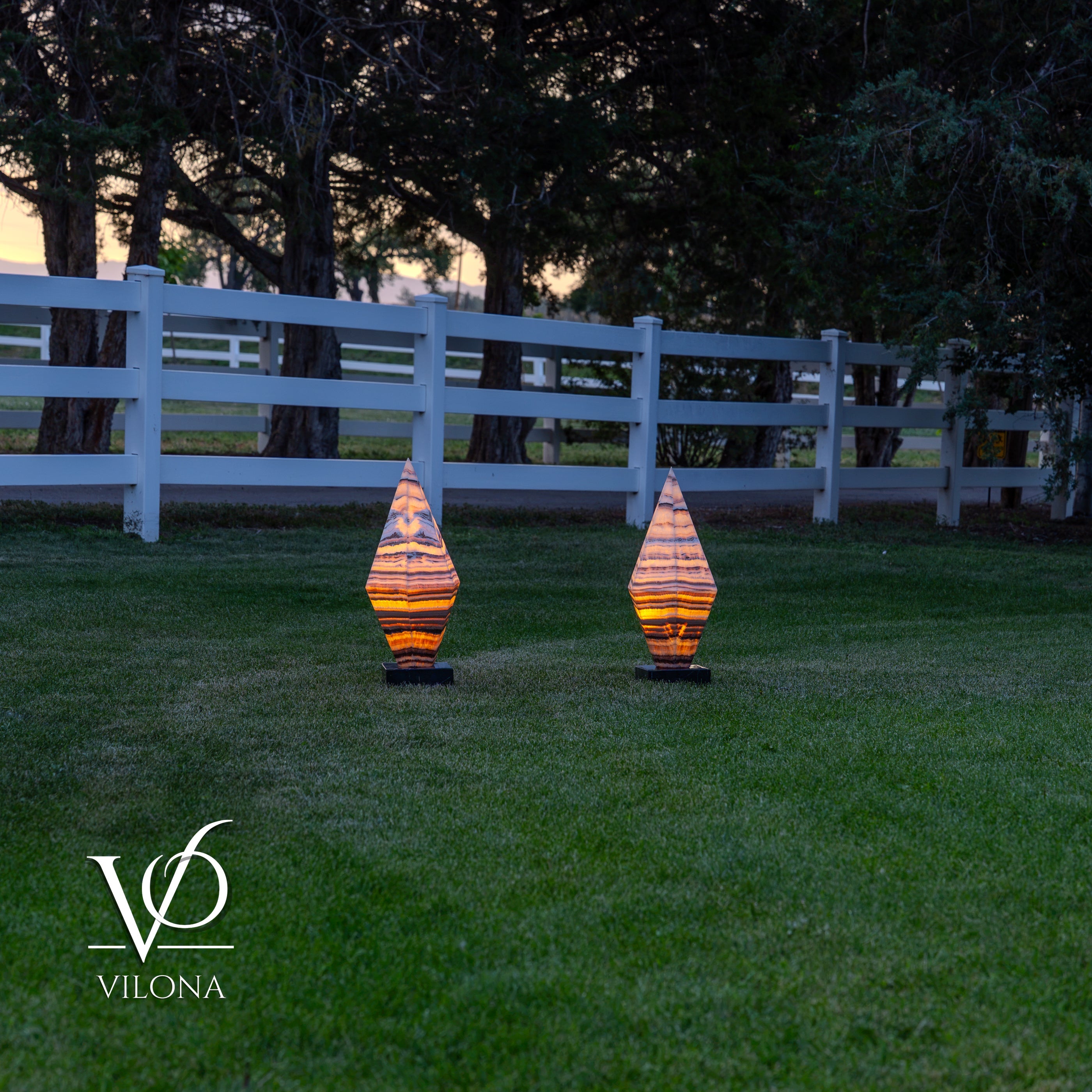 Sahara Onyx Bi-Pyramid Sculptural Lamp Pair – Natural Stone Lighting by Vilona Onyx - product image 9 for Resin Society
