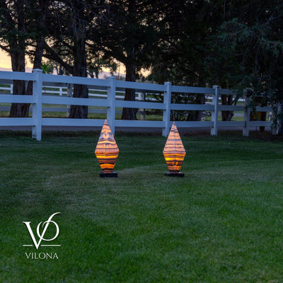 Sahara Onyx Bi-Pyramid Sculptural Lamp Pair – Natural Stone Lighting by Vilona Onyx - product image 9 for Resin Society