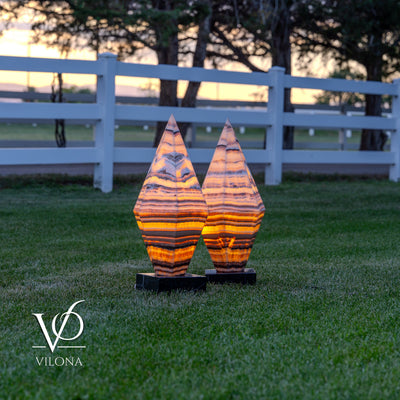 Sahara Onyx Bi-Pyramid Sculptural Lamp Pair – Natural Stone Lighting by Vilona Onyx - product image 19 for Resin Society