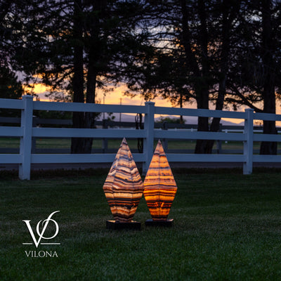 Sahara Onyx Bi-Pyramid Sculptural Lamp Pair – Natural Stone Lighting by Vilona Onyx - product image 3 for Resin Society