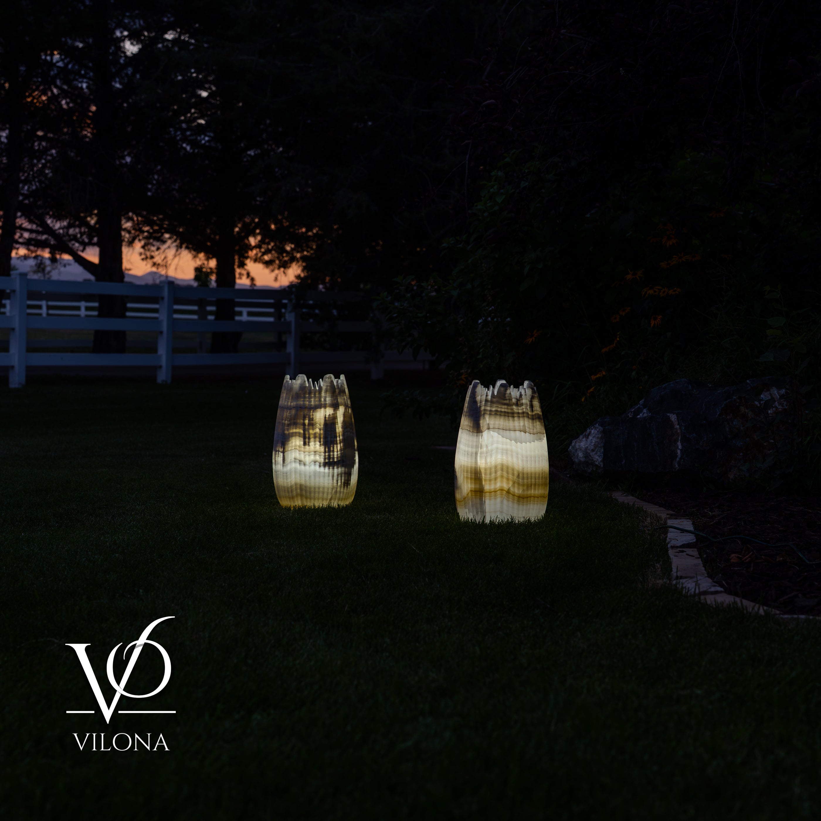 White Ice Onyx Crown Lamps - Sculptural Natural Stone Pair by Vilona Onyx - product image 14 for Resin Society