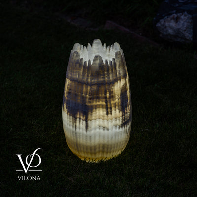 White Ice Onyx Crown Lamps - Sculptural Natural Stone Pair by Vilona Onyx - product image 17 for Resin Society
