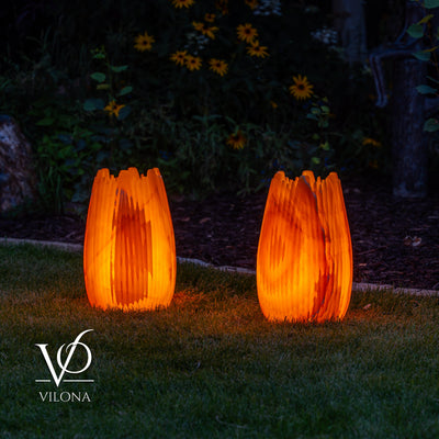 Miami Sunset Onyx Crown Lamps - Sculptural Natural Stone Pair by Vilona Onyx - product image 16 for Resin Society