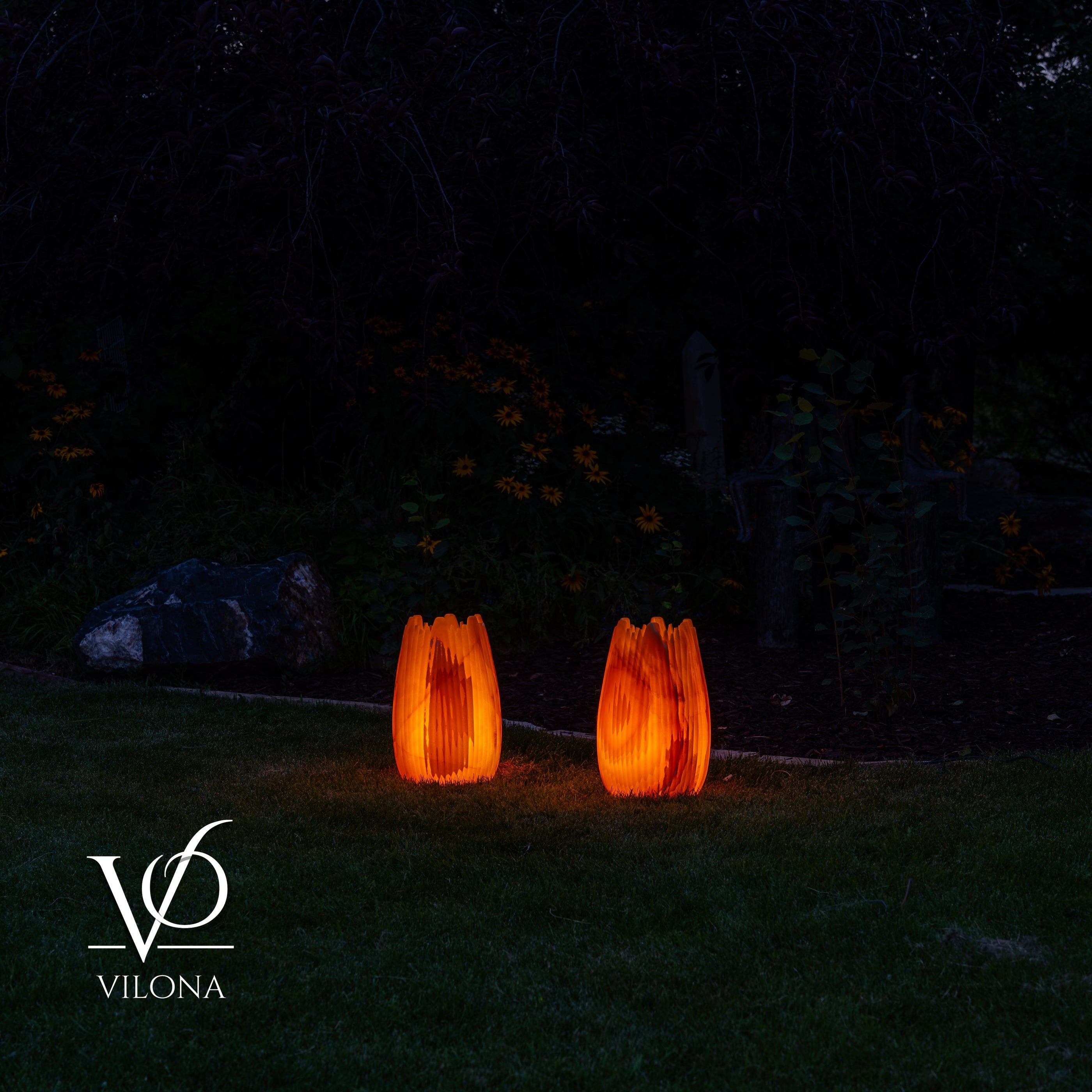 Miami Sunset Onyx Crown Lamps - Sculptural Natural Stone Pair by Vilona Onyx - product image 13 for Resin Society