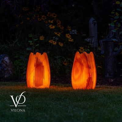 Miami Sunset Onyx Crown Lamps - Sculptural Natural Stone Pair by Vilona Onyx - product image 8 for Resin Society