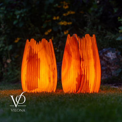 Miami Sunset Onyx Crown Lamps - Sculptural Natural Stone Pair by Vilona Onyx - product image 12 for Resin Society