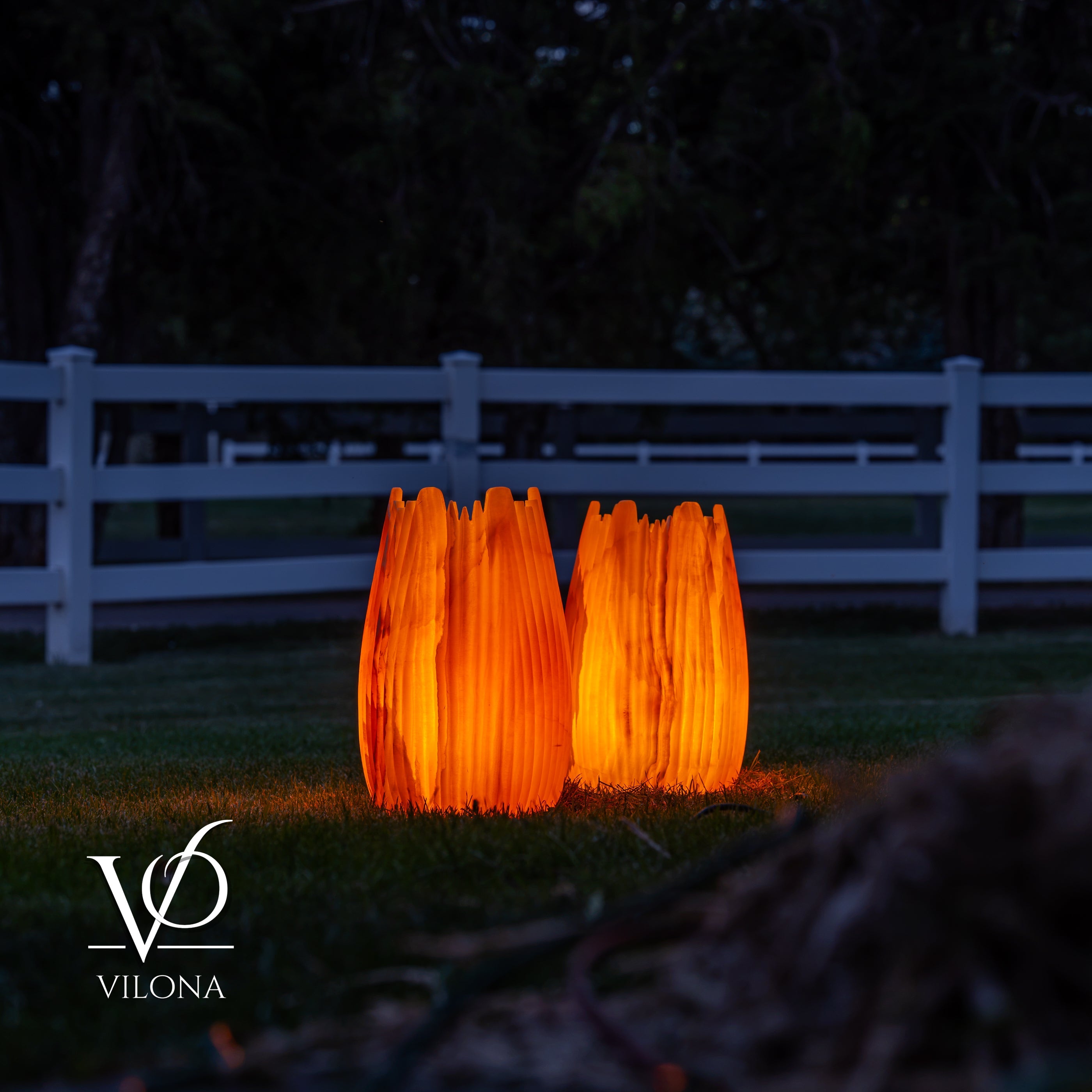 Miami Sunset Onyx Crown Lamps - Sculptural Natural Stone Pair by Vilona Onyx - product image 11 for Resin Society