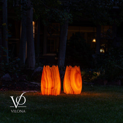 Miami Sunset Onyx Crown Lamps - Sculptural Natural Stone Pair by Vilona Onyx - product image 17 for Resin Society