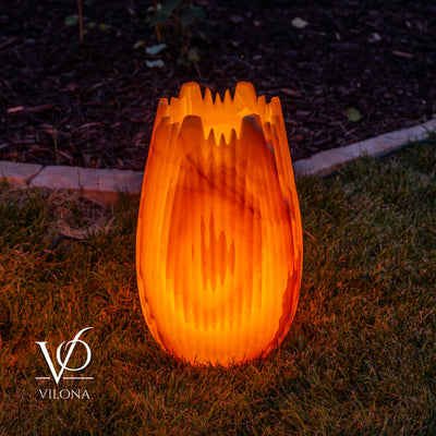 Miami Sunset Onyx Crown Lamps - Sculptural Natural Stone Pair by Vilona Onyx - product image 9 for Resin Society