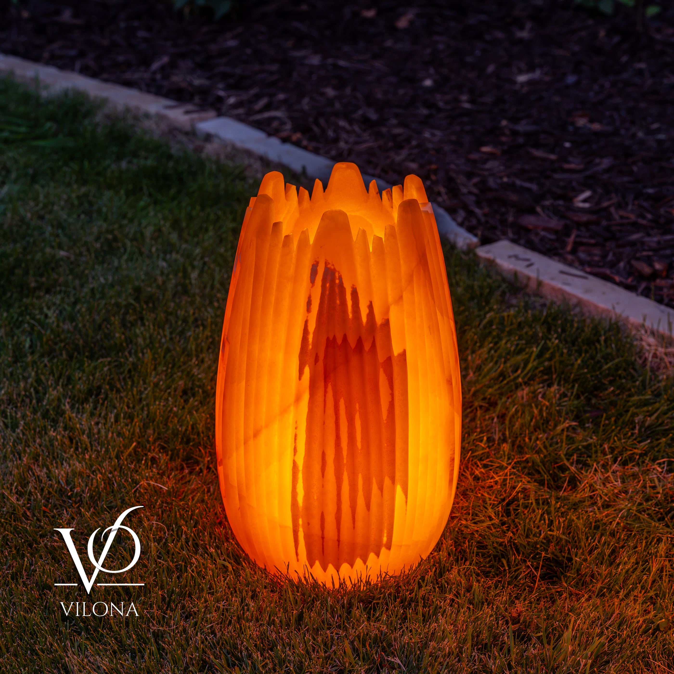 Miami Sunset Onyx Crown Lamps - Sculptural Natural Stone Pair by Vilona Onyx - product image 10 for Resin Society