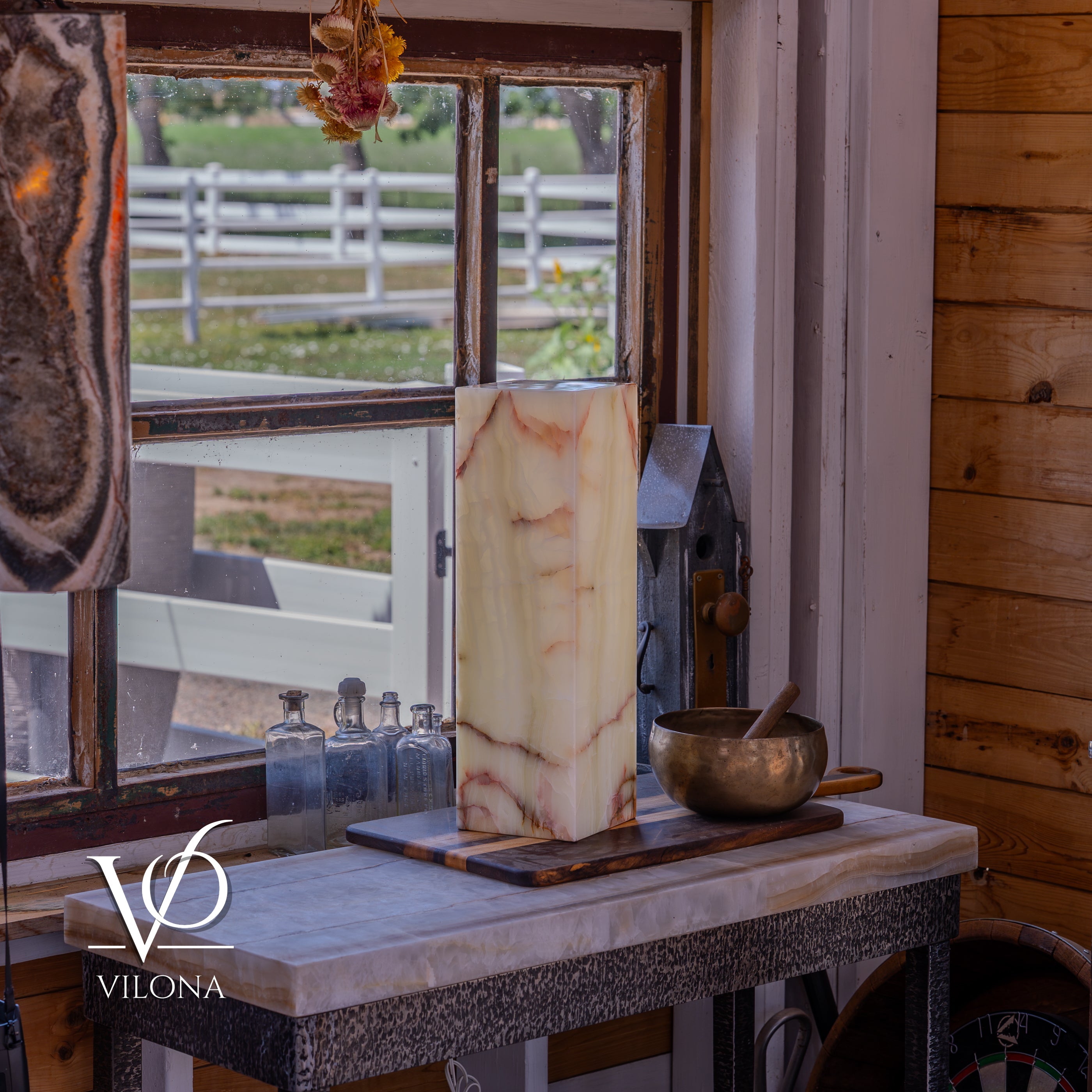 Bamboo Onyx Table Lamp – Light Edition #1 – 19.75" Tall × 6" Wide by Vilona Onyx - product image 2 for Resin Society