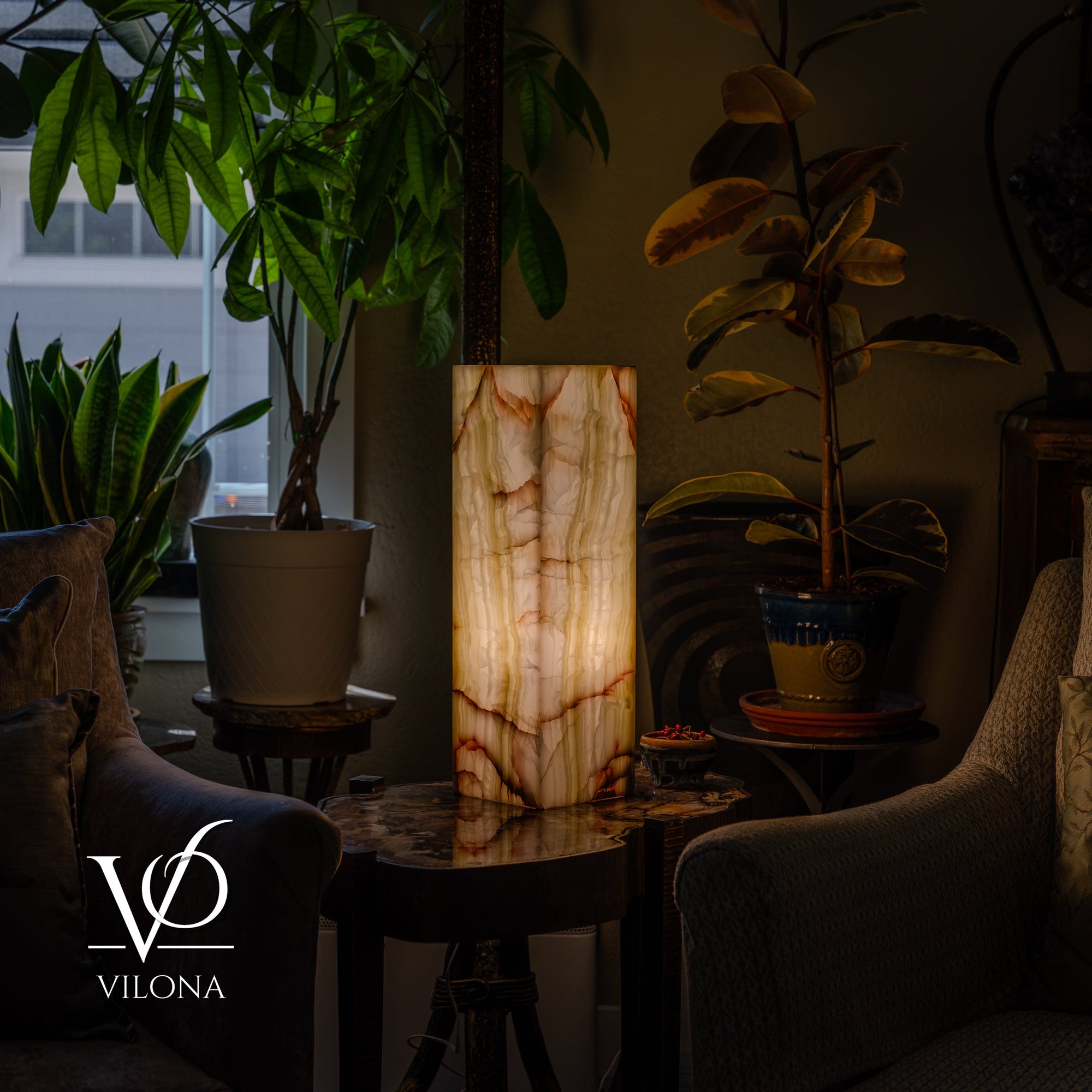 Bamboo Onyx Table Lamp – Light Edition #1 – 19.75" Tall × 6" Wide by Vilona Onyx - main product image for Resin Society