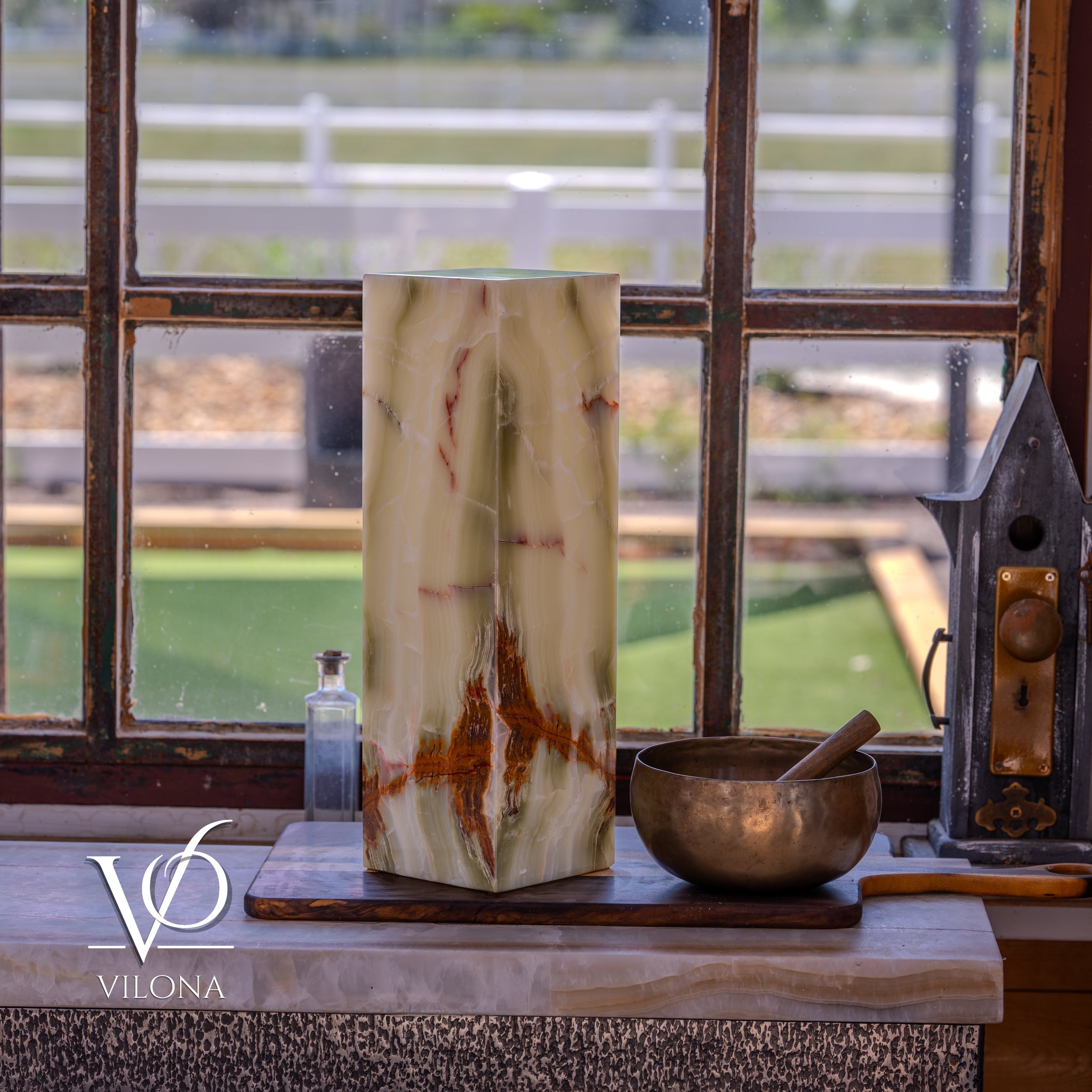 Bamboo Onyx Table Lamp – Dark Edition #1 – 19.75" Tall × 6" Wide by Vilona Onyx - product image 11 for Resin Society