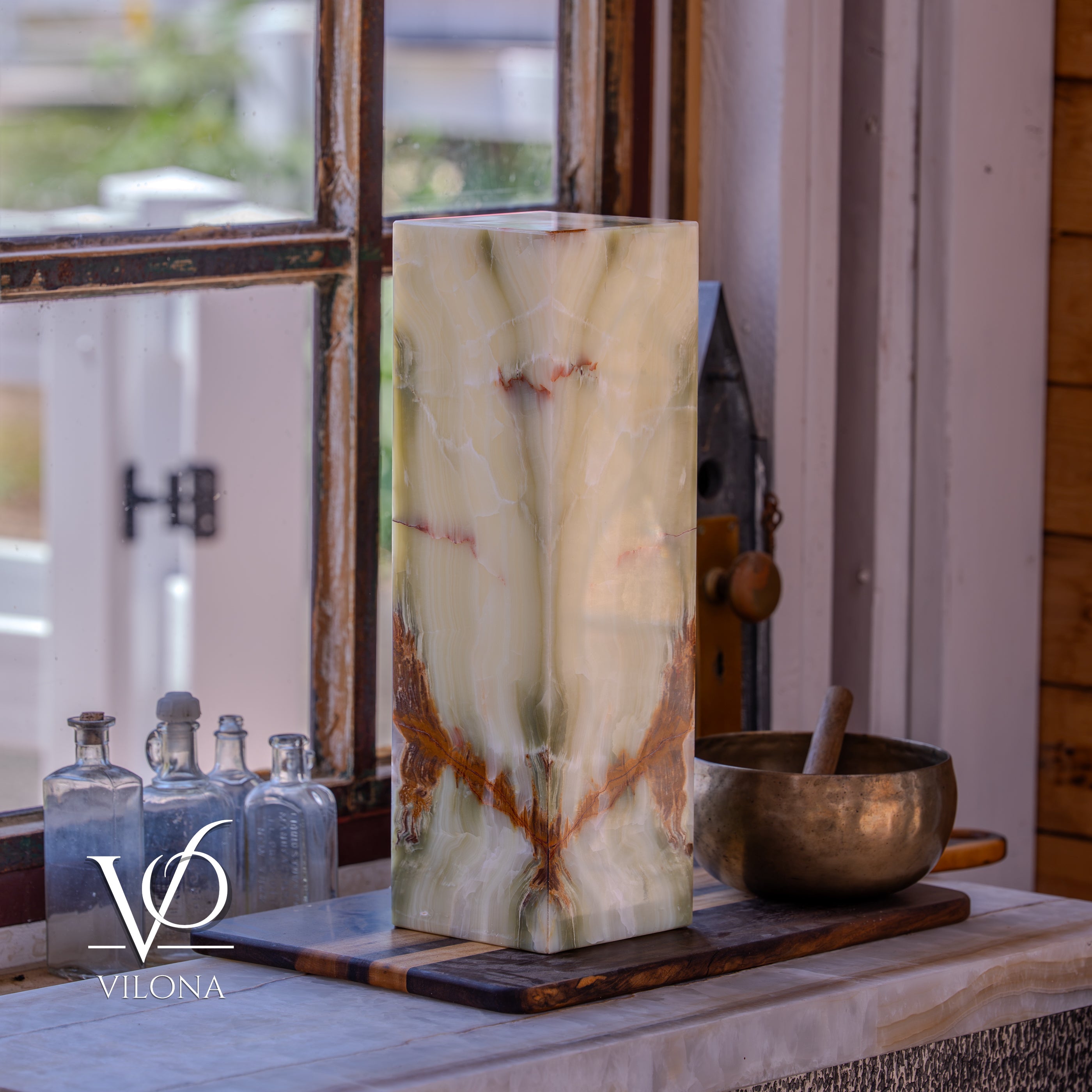Bamboo Onyx Table Lamp – Dark Edition #1 – 19.75" Tall × 6" Wide by Vilona Onyx - product image 14 for Resin Society