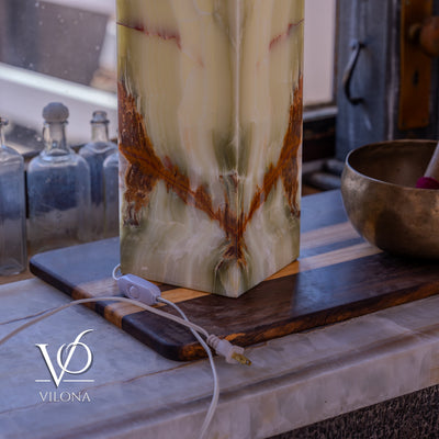 Bamboo Onyx Table Lamp – Dark Edition #1 – 19.75" Tall × 6" Wide by Vilona Onyx - product image 19 for Resin Society