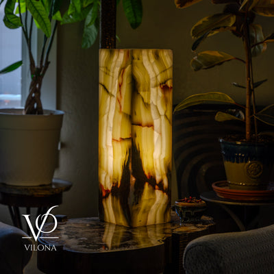 Bamboo Onyx Table Lamp – Dark Edition #1 – 19.75" Tall × 6" Wide by Vilona Onyx - product image 6 for Resin Society