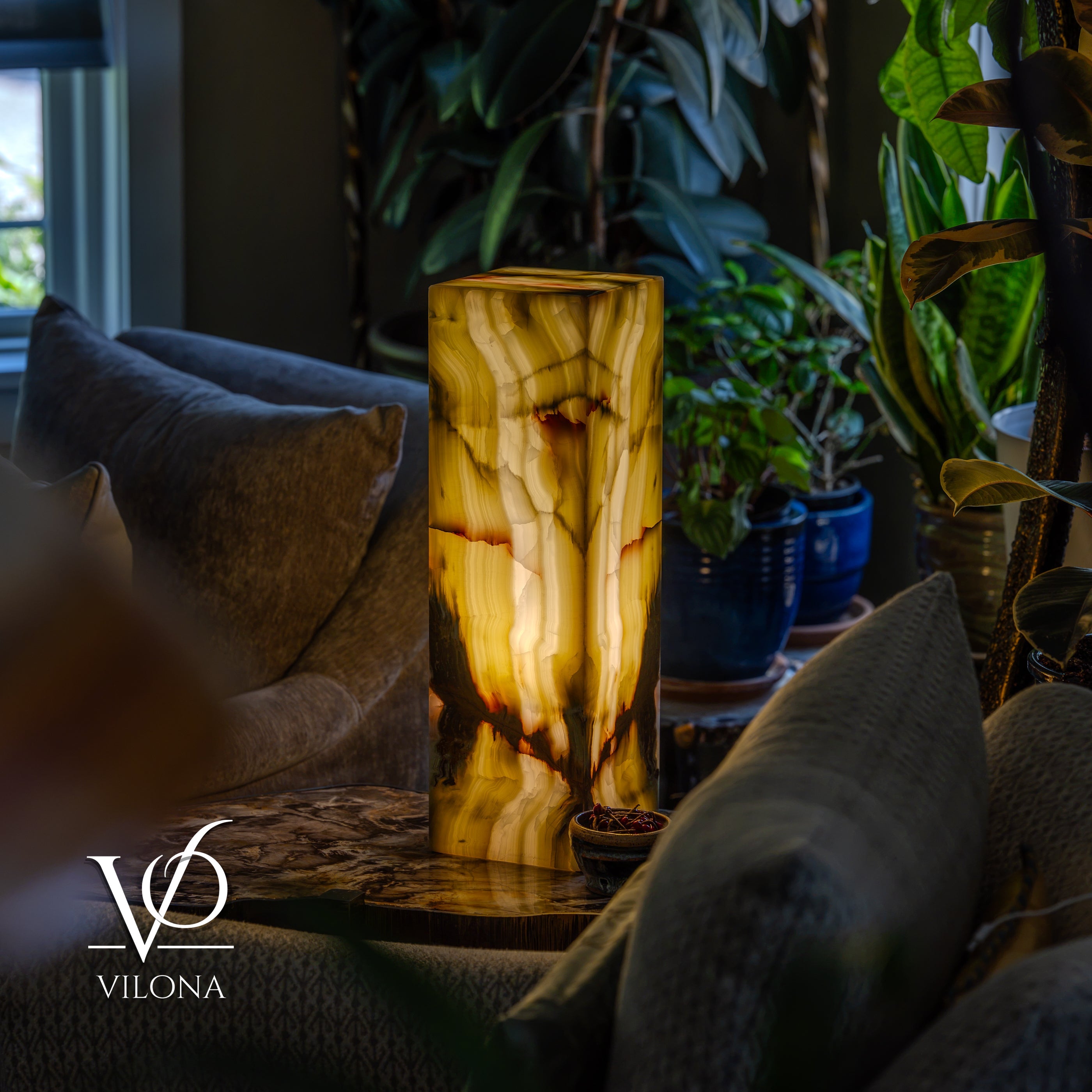 Bamboo Onyx Table Lamp – Dark Edition #1 – 19.75" Tall × 6" Wide by Vilona Onyx - product image 3 for Resin Society
