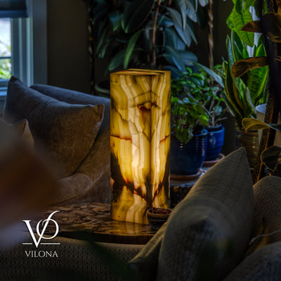 Bamboo Onyx Table Lamp – Dark Edition #1 – 19.75" Tall × 6" Wide by Vilona Onyx - product image 3 for Resin Society