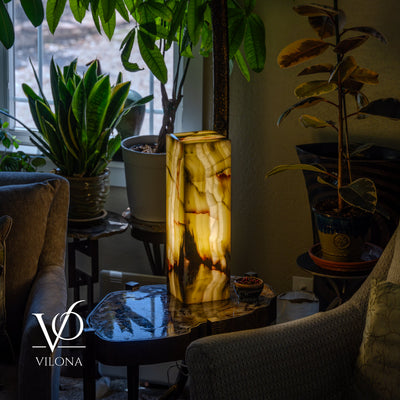 Bamboo Onyx Table Lamp – Dark Edition #1 – 19.75" Tall × 6" Wide by Vilona Onyx - product image 10 for Resin Society