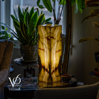 Bamboo Onyx Table Lamp – Dark Edition #1 – 19.75" Tall × 6" Wide by Vilona Onyx - main product image for Resin Society