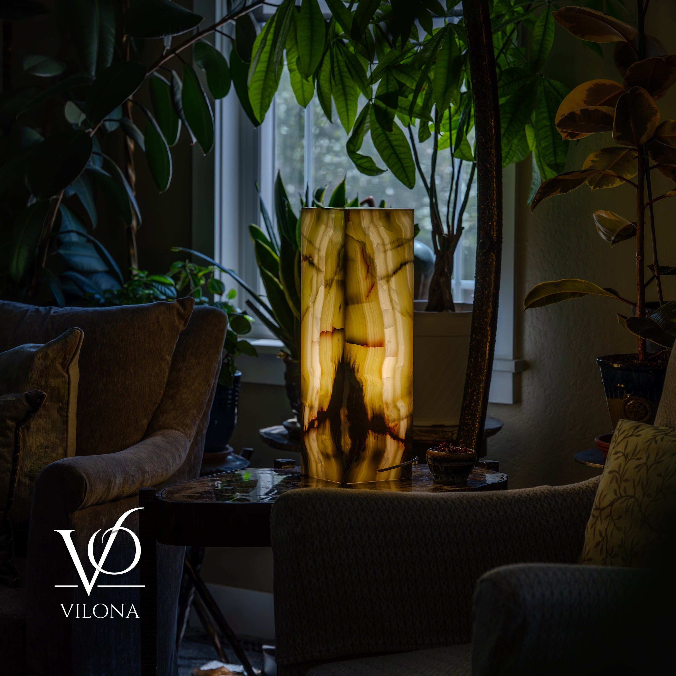 Bamboo Onyx Table Lamp – Dark Edition #1 – 19.75" Tall × 6" Wide by Vilona Onyx - product image 17 for Resin Society