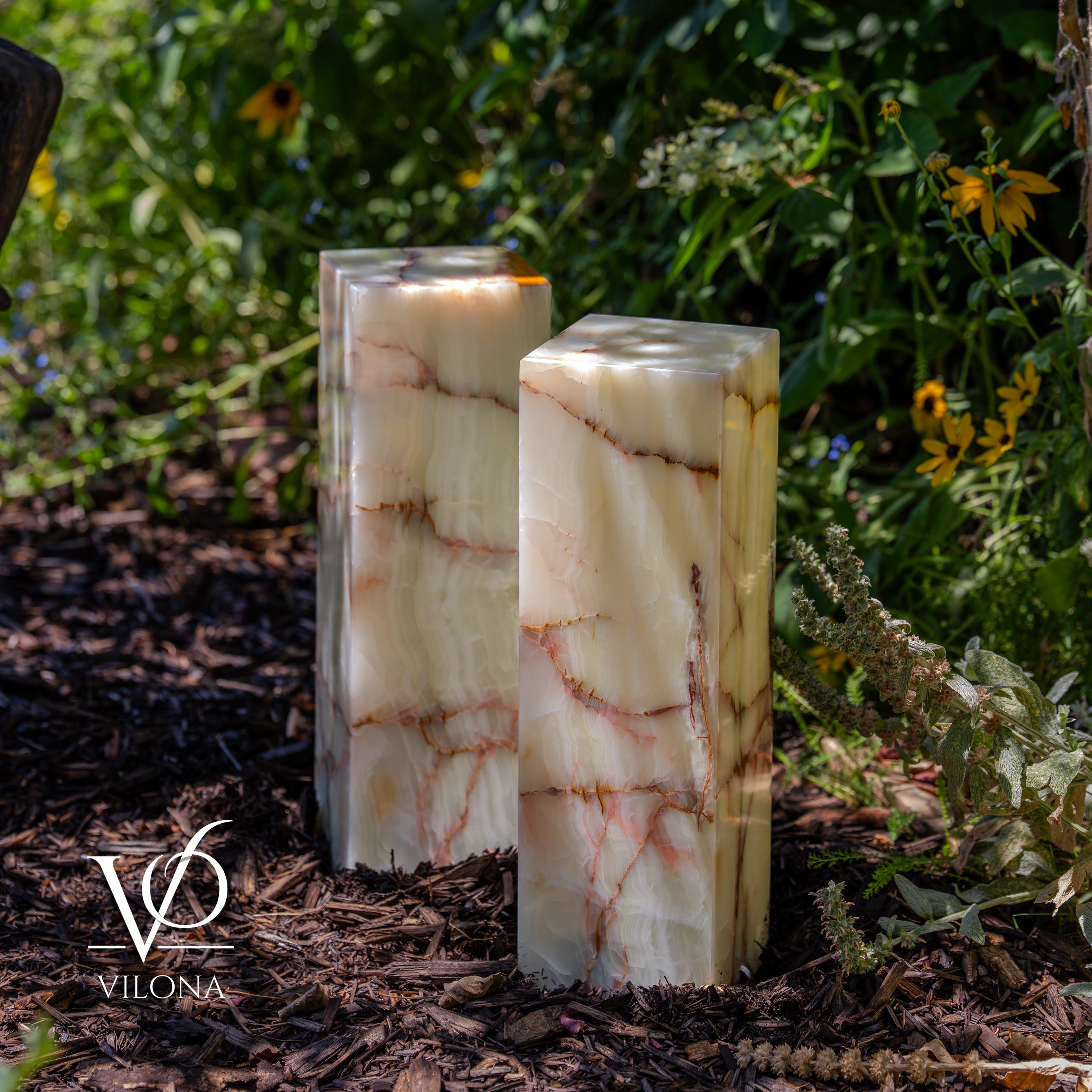Bamboo Onyx Table Lamp Pair – Light Edition #2 – 19.75" Tall × 6" Wide by Vilona Onyx - product image 2 for Resin Society