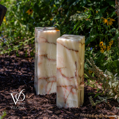Bamboo Onyx Table Lamp Pair – Light Edition #2 – 19.75" Tall × 6" Wide by Vilona Onyx - product image 2 for Resin Society