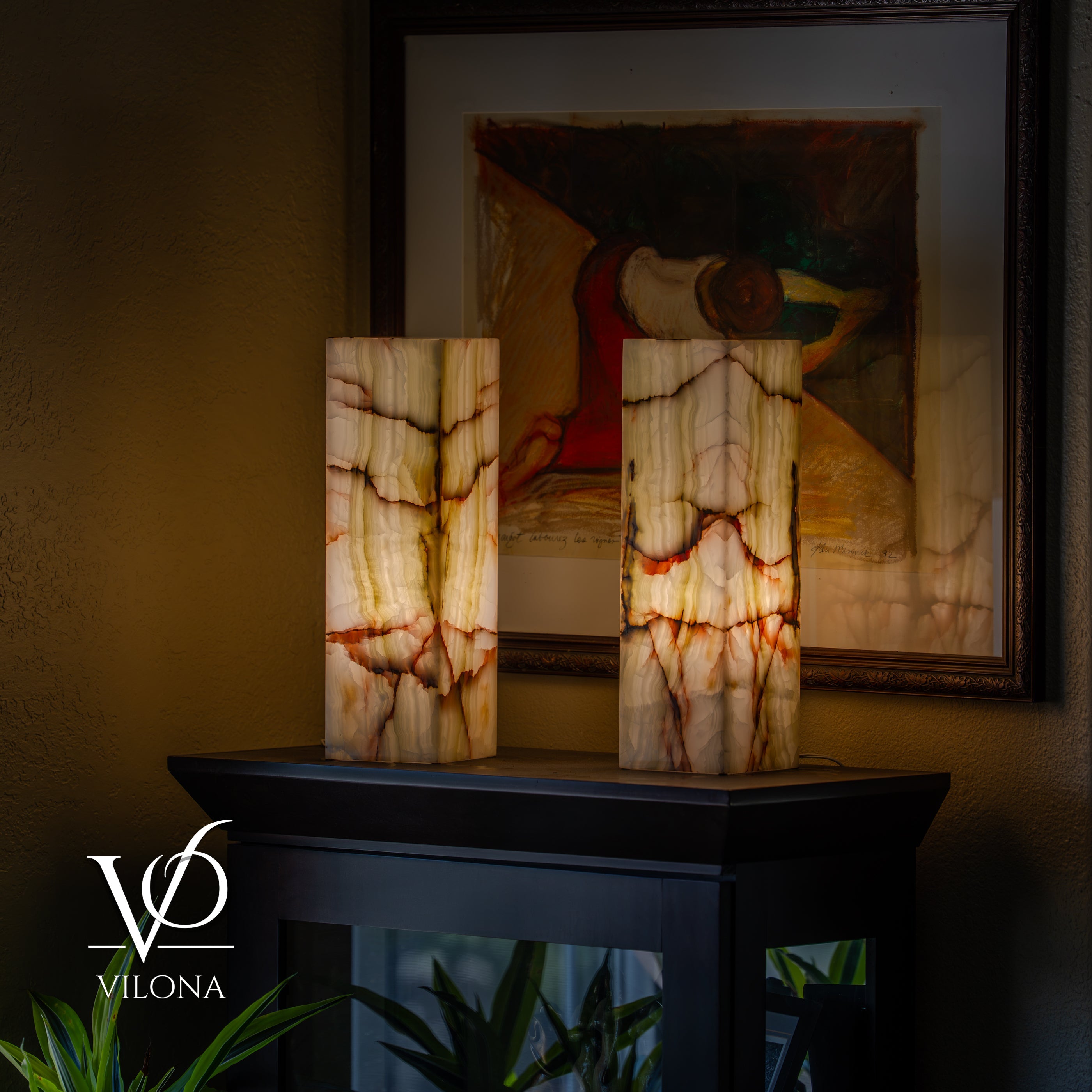 Bamboo Onyx Table Lamp Pair – Light Edition #2 – 19.75" Tall × 6" Wide by Vilona Onyx - product image 4 for Resin Society