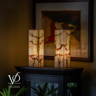 Bamboo Onyx Table Lamp Pair – Light Edition #2 – 19.75" Tall × 6" Wide by Vilona Onyx - product image 4 for Resin Society