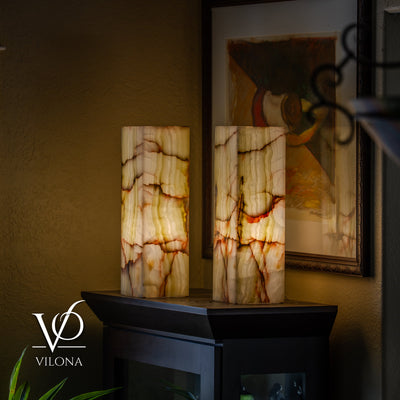 Bamboo Onyx Table Lamp Pair – Light Edition #2 – 19.75" Tall × 6" Wide by Vilona Onyx - product image 16 for Resin Society