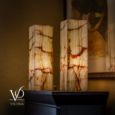 Bamboo Onyx Table Lamp Pair – Light Edition #2 – 19.75" Tall × 6" Wide by Vilona Onyx - product image 11 for Resin Society
