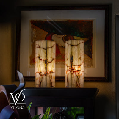 Bamboo Onyx Table Lamp Pair – Light Edition #2 – 19.75" Tall × 6" Wide by Vilona Onyx - product image 3 for Resin Society