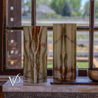 Bamboo Onyx Table Lamp Pair – Dark Edition #2 – 19.75" Tall × 6" Wide by Vilona Onyx - product image 15 for Resin Society