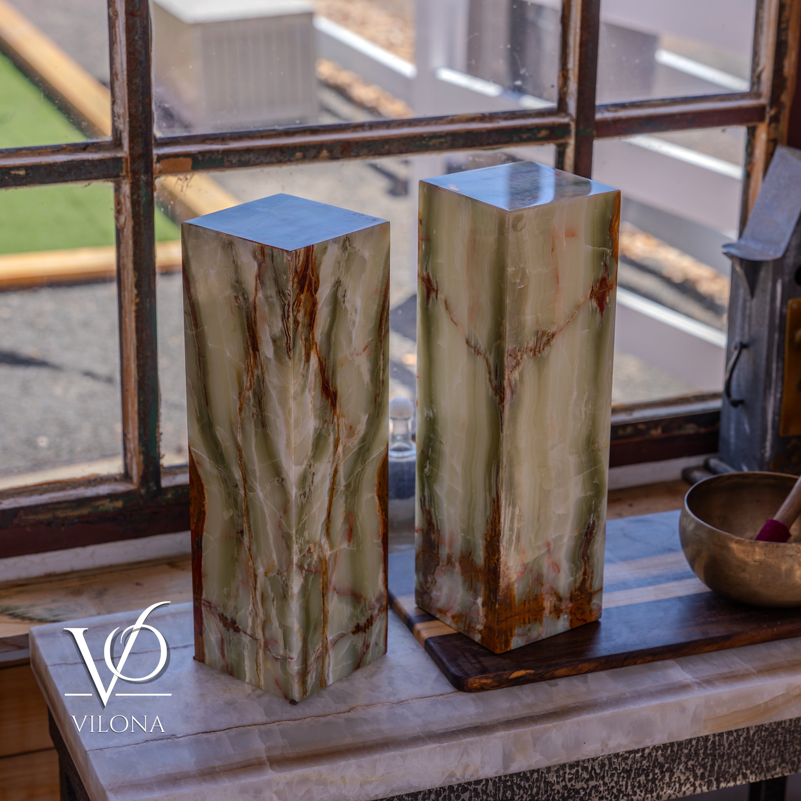 Bamboo Onyx Table Lamp Pair – Dark Edition #2 – 19.75" Tall × 6" Wide by Vilona Onyx - product image 13 for Resin Society