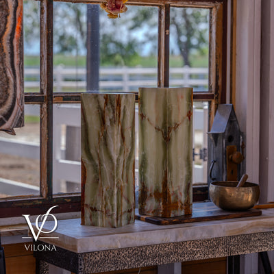 Bamboo Onyx Table Lamp Pair – Dark Edition #2 – 19.75" Tall × 6" Wide by Vilona Onyx - product image 14 for Resin Society