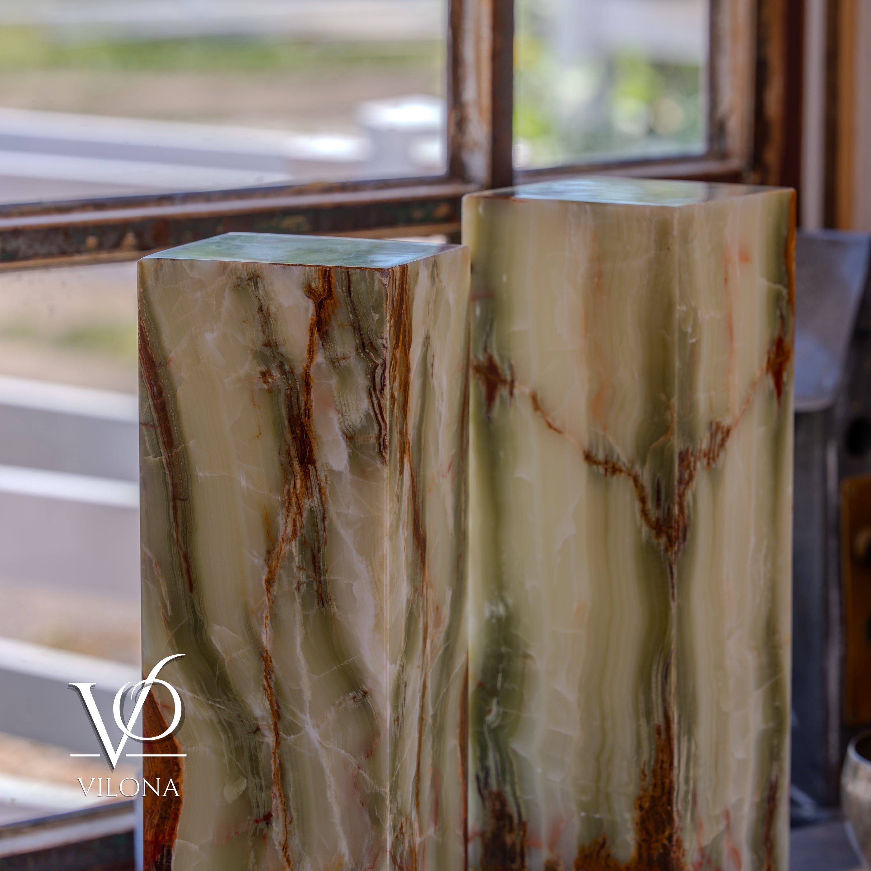 Bamboo Onyx Table Lamp Pair – Dark Edition #2 – 19.75" Tall × 6" Wide by Vilona Onyx - product image 16 for Resin Society