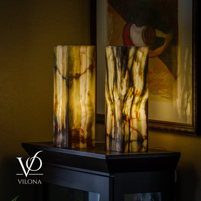 Bamboo Onyx Table Lamp Pair – Dark Edition #2 – 19.75" Tall × 6" Wide by Vilona Onyx - product image 6 for Resin Society