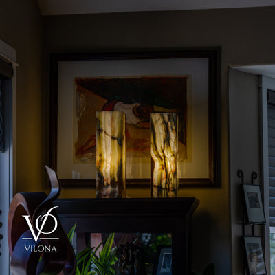 Bamboo Onyx Table Lamp Pair – Dark Edition #2 – 19.75" Tall × 6" Wide by Vilona Onyx - product image 3 for Resin Society